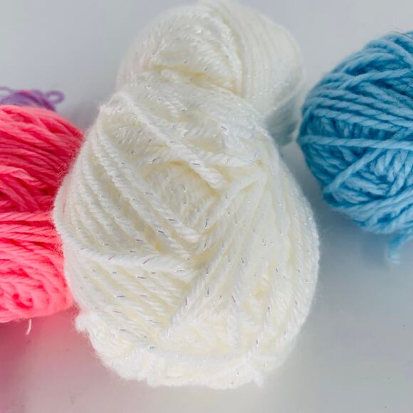 Acrylic Yarn Lot 4 Four Ply Multicolor Pink Lavender Blue White Sparkle Crafts - Picture 3 of 10
